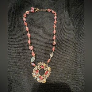 Pink and White Crystal Necklace